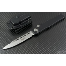 Microtech Knives Halo V S/E Automatic OTF S/A Knife (4.6in Stonewashed Part Serr ELMAX) 151-11