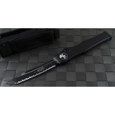 Microtech Knives Halo V T/E Automatic OTF S/A Knife (4.6in Black Serr S35-VN) 150-3T