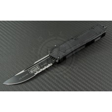 Microtech Knives Navy Scarab S/E Automatic OTF D/A Knife (3.44in Black Part Serr ELMAX) 182-2T