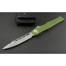 Microtech Knives OD Green Halo V S/E Automatic OTF S/A Knife (4.6in Stonewashed Plain N690) 151-10OD