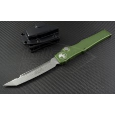Microtech Knives OD Green Halo V T/E Automatic OTF S/A Knife (4.6in Stonewashed Plain N690) 150-10OD
