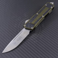 Microtech Knives OD Green Scarab S/E Automatic OTF D/A Knife (3.44in Satin Plain ELMAX) 178-4OD