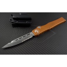 Microtech Knives Orange Halo V S/E Automatic OTF S/A Knife (4.6in Stonewashed Part Serr ELMAX) 151-11OR