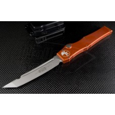 Microtech Knives Orange Halo V T/E Automatic OTF S/A Knife (4.6in Bead Blasted Plain N690) 150-7OR