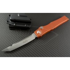 Microtech Knives Orange Halo V T/E Automatic OTF S/A Knife (4.6in Stonewashed Plain N690) 150-10OR