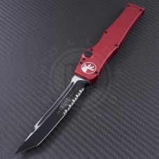 Microtech Knives Red Halo V T/E Automatic OTF S/A Knife (4.6in Black Part Serr ELMAX) 150-2RD