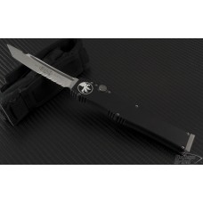 Microtech Knives Red Halo V T/E Automatic OTF S/A Knife (4.6in Stonewashed Part Serr S35-VN) 150-11-2011