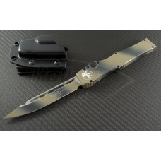 Microtech Knives Tan Camo Halo V S/E Automatic OTF S/A Knife (4.6in Color Coated Plain N690) 151-1TC