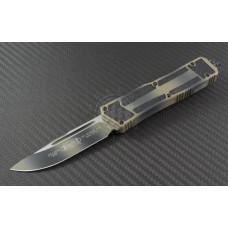 Microtech Knives Tan Camo Scarab S/E Automatic OTF D/A Knife (3.44in Color Coated Plain ELMAX) 178-1TC