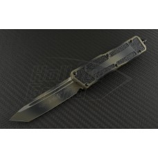 Microtech Knives Tan Camo Scarab T/E Automatic OTF D/A Knife (3.44in Color Coated Plain ELMAX) 179-1TC