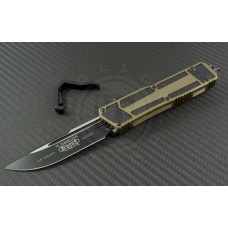 Microtech Knives Tan Navy Scarab S/E Automatic OTF D/A Knife (3.44in Black Plain ELMAX) 182-1TA