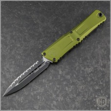 (#1142-3OD) Microtech OD Green Combat Troodon Gen III D/E Black Full Serrations - Front