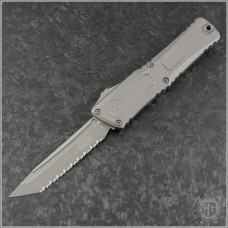 (#1144-3CTG) Microtech Titanium Gray Cerakote Combat Troodon Gen III T/E Gray Cerakote Full Serrations - Front