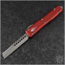 (#119R-10RDS) Microtech Red Ultratech Hellhound Razor Stonewash Plain - Front
