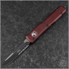 (#121-2MR) Microtech Merlot Ultratech S/E Black Part Serrated - Front
