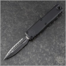(#12324-3T) Microtech UTX-85 Gen IV D/E Black Full Serrations - Front