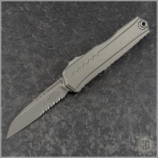 (#1241-11APNC) Microtech Natural Clear Cypher II Wharnecliffe Apocalyptic Part Serrated - Front