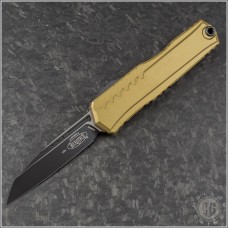 (#1241-1TA) Microtech Tan Cypher II Wharnecliffe Plain Black - Front