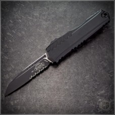 Microtech Knives Cypher II Wharncliffe Automatic OTF D/A Knife (3.1in Black Part Serr M390MK) 1241-2T