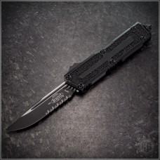 Microtech Knives Scarab II Gen III S/E Automatic OTF D/A Knife (3.75in Black Part Serr M390MK) 1278-2T