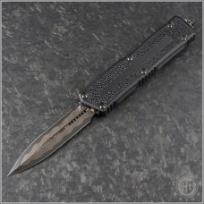 (#1280-16MS1) Microtech Scarab II Gen III D/E Baker Forge Coppermai Damascus - Front