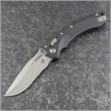 (#137RL-10FLGTBK) Microtech Knives Amphibian Ram-Lok Fluted G10 Handle Stonewash Plain - Front