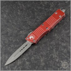 (#138-10DRD) Microtech Distressed Red Troodon D/E Apocalyptic Plain - Front