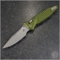 Microtech Knives OD Green Socom Elite Ram-Lok S/E Folder Knife (4in Stonewashed Plain M390MK) 160RL-10FROD