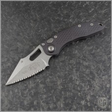 (#169-12) Microtech Stitch Auto Stonewash Full Serrated - Front