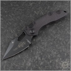 Microtech Knives Stitch Clip Point Automatic Folder S/A Knife (3.5in Black Plain M390MK) 169-1T