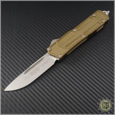 Microtech Knives Tan Scarab S/E Automatic OTF D/A Knife (3.44in Stonewashed Plain ELMAX) 178-10TAS