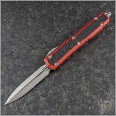 (#206-10RDS) Microtech Knives Red Makora D/E Stonewash Plain - Front