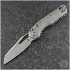 (#210-10MS2) Microtech Titanium MSI Wharncliffe Ram-Lok Stonewash Plain Slabside - Front