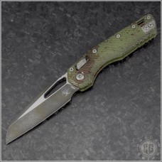 Microtech Knives Outbreak Green MSI Wharncliffe Folder Knife (3.375in Apocalyptic Plain M390MK) 210-1FLOBS