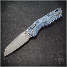 Microtech Knives Ice Blue MSI Mini Wharncliffe Folder Knife (2.75in Stonewashed Plain M390MK) 210M-10FRMS7
