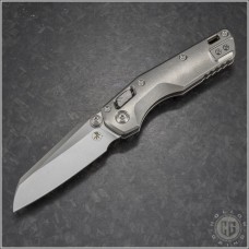 (#210M-10MS2) Microtech Smooth Titanium MSI Mini Ram-Lok Wharncliffe Stonewash Plain - Front
