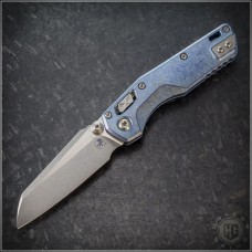 Microtech Knives Ice Blue MSI Mini Wharncliffe Folder Knife (2.75in Stonewashed Plain M390MK) 210M-10MS7