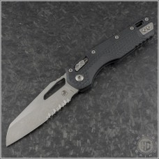 (#210T-11APPMBK) Microtech MSI Wharncliffe Ram-Lok Apocalyptic Part Serrated - Front