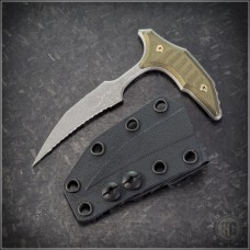 Microtech Knives Bee Fixed Blade w/ Antique Bronze Titanium Scales (2.5in Apocalyptic Serr M390MK) 218-12APMS2