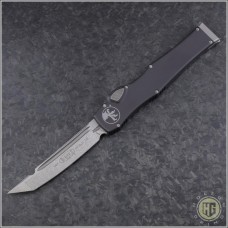 Microtech Knives Halo VI T/E Automatic OTF S/A Knife (4.6in Stonewashed Plain M390) 250-10NS