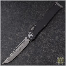 Microtech Knives Halo VI T/E Automatic OTF S/A Knife (4.6in Stonewashed Plain M390) 250-10