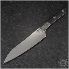 (#3400B-10BK) Microtech Knives Black Utility Knife 6" Stonewash w/ Bolster - Front