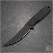Blackside Customs Cat-5 Covert Trailing Point Fixed Knife (3.375in Black Plain CPM-154) BSC-CAT5C-001
