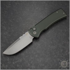 Chaves Knives OD Green Protech 229 Drop Point Automatic Folder S/A Knife (3.25in Stonewashed Plain S35-VN) CK-PT229-GRS-DP