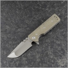 Chaves Knives Green T.A.K. Drop Point Flipper Knife (2.5in Stonewashed Plain M390) CK-TAK-DP-GM