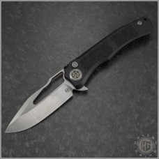 Heretic Knives Wraith V4 Drop Point Button-Lock Folder S/A Knife (3.6in Stonewashed Plain Magnacut) HTK-H001-2A