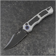 Heretic Knives Blizzardworn Wraith V4 Bowie Automatic Folder S/A Knife (3.6in Black Plain CPM-Magnacut) HTK-H002-8A-BLZ