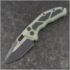 (#HTK-H011-10A-JADE) Heretic Knives Medusa Auto Tanto Two Tone Black with Jade G10 - Front