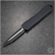 Heretic Knives Manticore-X D/E Automatic OTF D/A Knife (3.7in Black Serr CPM-Magnacut) HTK-H032F-10C-T