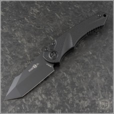 (#HTK-H055-4A-T) Heretic Knives Mini Pariah Auto Black Tanto Plain - Front